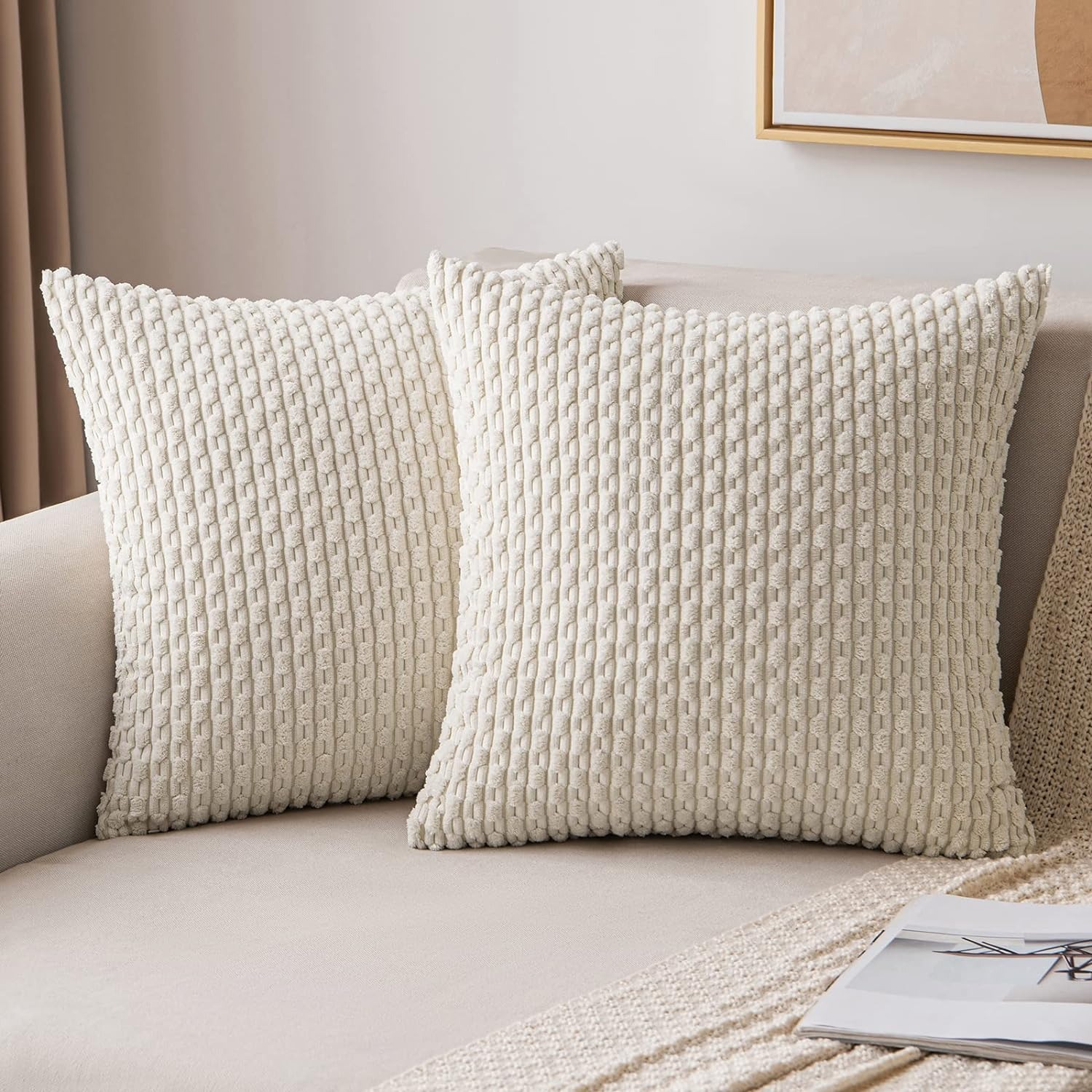 Pillow Insert 18X18 - Gestreifter Überwurf-Kissenbezug, 45,7 x 45,7 cm,