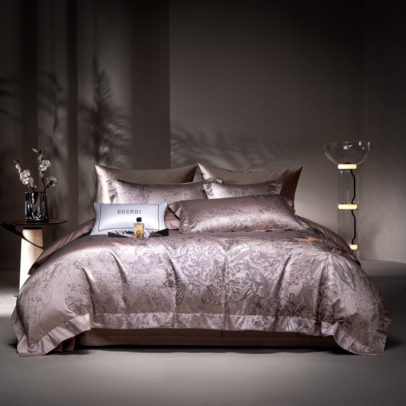 Home Textiles Premium - Brauner Premium Jacquard Luxus 4 Stück