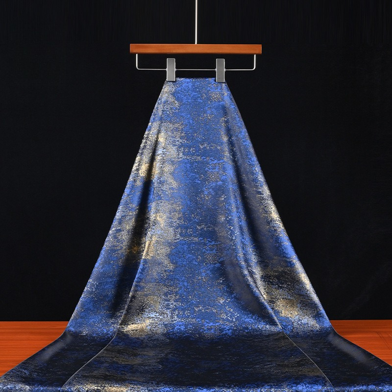 Home Textiles Usa - Retro Blauer Vergoldeter Farbverlauf-Strukturierter Stoff, Fein