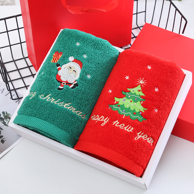 Home Textiles Face Towel - Weihnachtshandtuch, Geschenkbox-Set, Handtuch, Baumwolle, Waschhandtuch, 2,