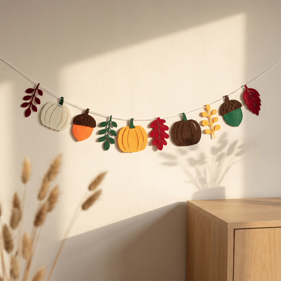 Home Textiles & Decorations - Herbstliche Kürbisblätter-Flagge Erntefest Kamin Terrasse Thanksgiving